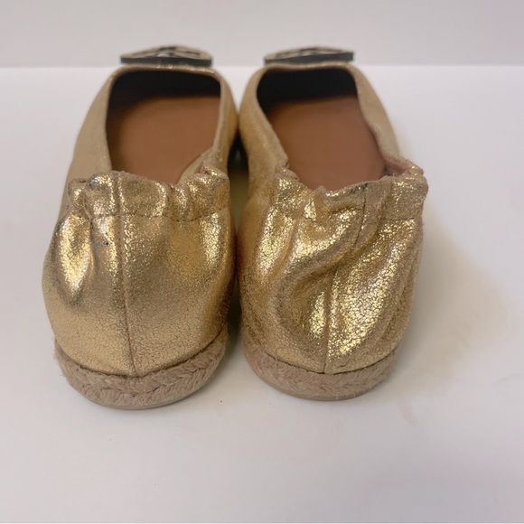 Tory Burch Reva Gold Ballet Flats Sz 6 - Picture 10 of 13